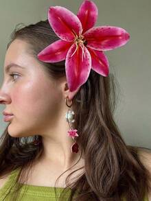 1 件夏季花朵时尚优雅发夹鳄鱼发夹、百合花假花头饰、假日风格侧夹刘海夹、发饰、爪夹、发夹、发夹、发夹、发夹、学校用品