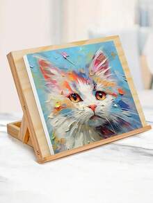 1 件可调节木制儿童画架 - 坚固的天然木质桌面角支架，80° 可调角度，素描水彩油画板，木制折叠香味便携式画板