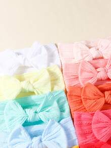 14pcs Candy-Colored Soft Nylon Bow Headbands Set For 0-2 Years Old Baby Love Valentine - Multicolor - View 5