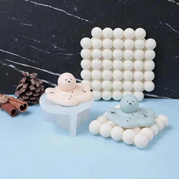 1 件圣诞融化雪人蜡烛模具 DIY 硅胶石膏、树脂、手工皂模具 - 白色 - 查看 6