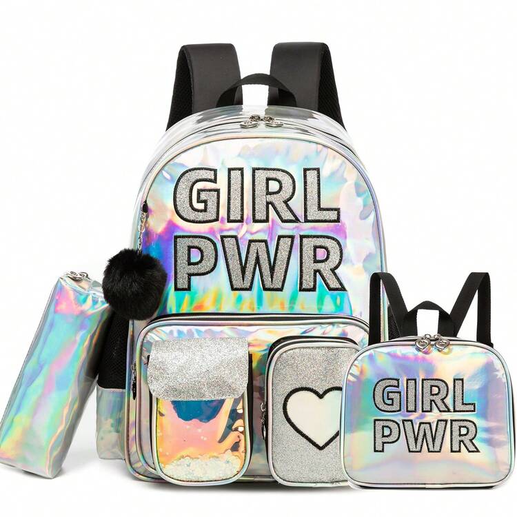 适合女孩的可爱背包小学学龄前儿童午餐盒包开学返校 - 多色女童書包套件 - 查看 5