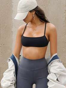 KyrLssu Women's Classic Spaghetti Strap Backless Daily Wear Sports Bra