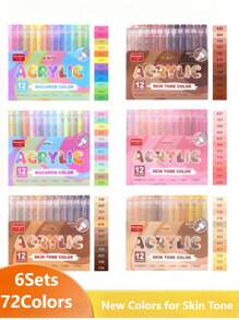 Guangna New Skin Tone 6sets Of 72colors For Comic Drawing Cartoon Painting Vivid Color Special Skin Showing System
