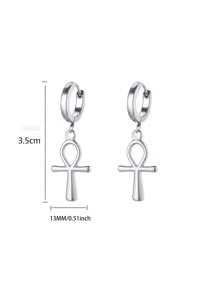 1 Paar ägyptische Ankh Kreuz Creolen für Frauen Männer, vergoldet Edelstahl Lebensschlüssel Ohrringe, ägyptisches Glücksamulett Schmuck