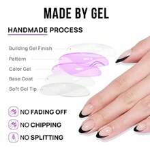 Press On Nails Red - Cat Eye Press On Nails Square For Gifts,Cherry Short Stick On Nails With Glue, Glossy Reusable Nail Tips In 15 Sizes - 30 Soft Gel Fake Nails Kit, Hot Love - Black End - 查看 4