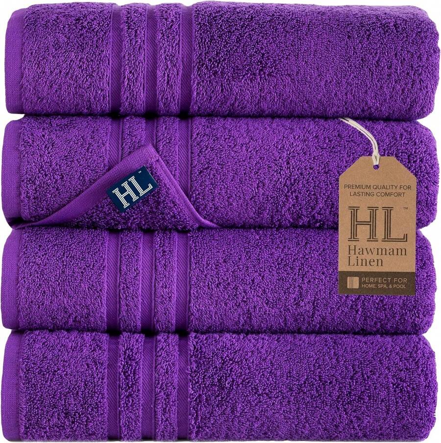 Lilac Purple Bath Towels 4 Pack Soft And Absorbent, Premium Quality Perfect For Daily Use 100% Cotton Towel 600 GSM - Lilac Purple - View 1
