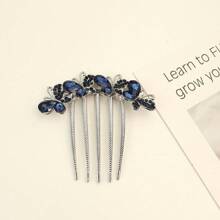 1pc Metal Rhinestone Inset Hair Comb, 5-Tooth Hair Clip For Bun, Ponytail Hair Accessory, Hair Accessories, Hair Accessories, Wedding, Combs, Side Comb