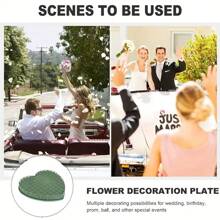1pc Heart-Shaped Floral Foam Block With Suction Cup Tray, 27 X 31.5cm Green Floral Sponge, Suitable For Wedding And Party Decoration