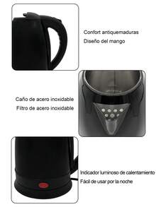 2 litros Hervidor eléctrico ebullición rápida, diseño elegante y funciones de,Ideal para un uso rápido y sencillo,Acero inoxidable,1000W. - Tipo de Enchufe A USA (110-127V) - Ver 10