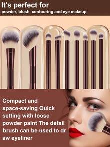 [Champagne Gold ]18-20-22-25-30 Pcs Makeup Brush Sets Premium Synthetic Hair Eyeshadow Blending Brush Sets Cosmetics Tools - 酒紅色 - 查看 5