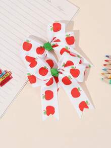 2 件装学生返校发饰 Apple Pencil 校车字母图案蝴蝶结发夹白色黑色罗缎丝带蝴蝶结鳄鱼夹可爱 Apple Pencil 校车字母印花蝴蝶结发夹可爱返校蝴蝶结发夹适合开学第一天女士发饰、扁平爪夹、发夹、发夹 - 彩色 - 查看 14