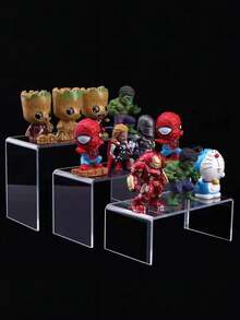 1Set 3/5 Pcs Acrylic Display Stands, Stackable Clear Acrylic Shelves- Display Shelf Riser For Collectibles, Figurine, Gemstone, Curio,Cupcake, Toys. Organize, Decor - Clear - View 5