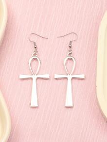 1 对 Ankh 十字架吊坠耳环 女士复古珠宝 长款大号配饰 节日礼物