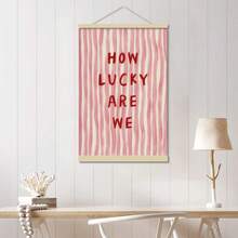 1幅无框“我们真幸运”励志语录海报，粉色极简条纹可爱正能量帆布墙画，防水帆布画，客厅、卧室、浴室、办公室、走廊、厨房装饰礼品画 - 彩色 - 查看 19