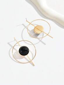 1 Paar übertriebene Damen Ohrringe, modische kreative geometrische Form Eisendraht Kreis und Gerade Linie Ohrringe mit eingelegten Acrylkreisen, vielseitig für Lässig, Alltag und Straßen-Stil Accessoires