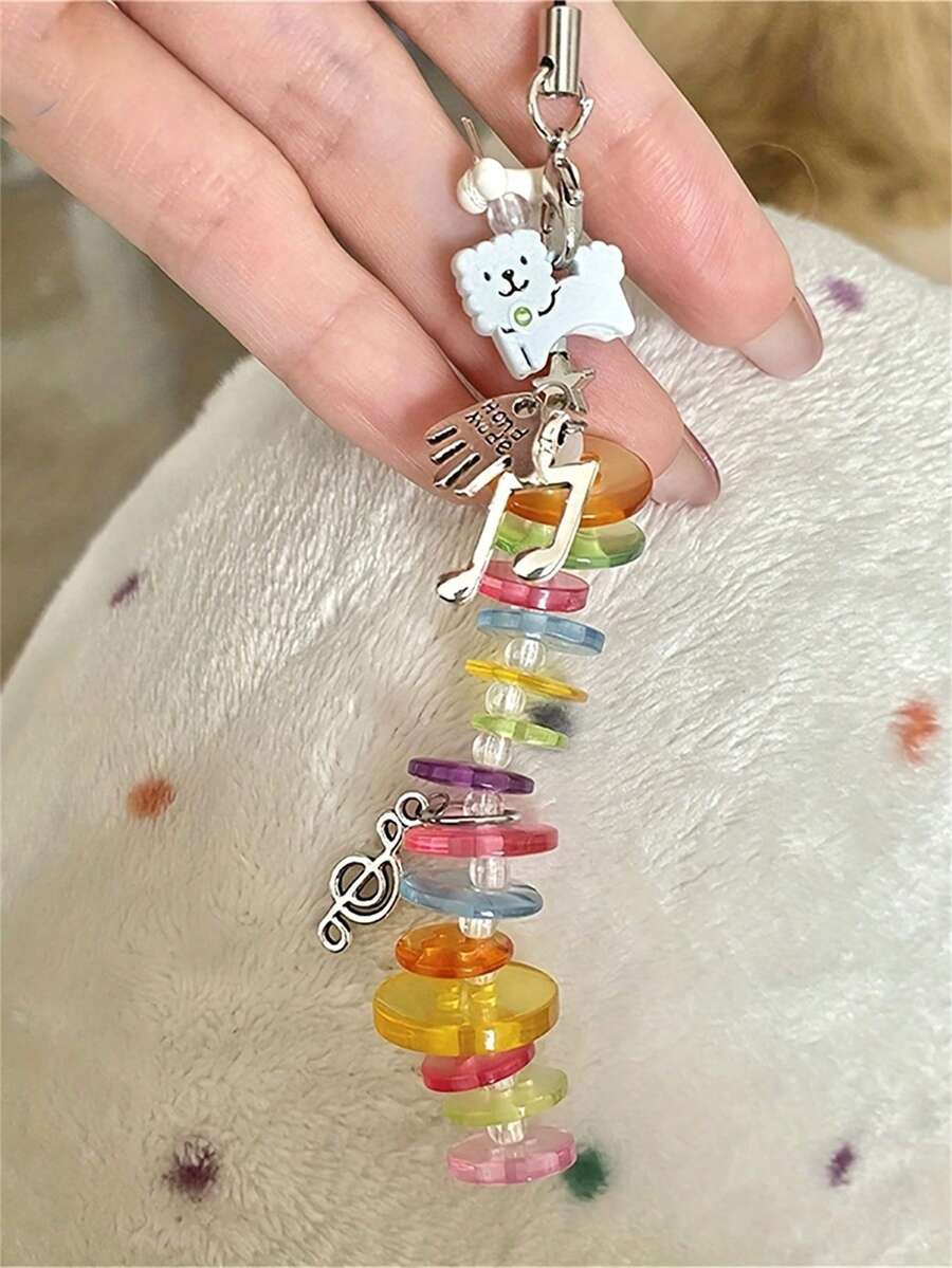 可爱马卡龙彩虹纽扣卡通别致猫咪挂绳吊坠手机通用配件可爱礼物链女