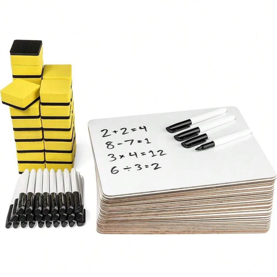 Neww  30 Pack Mini Dry Erase Boards Classroom Set, All Whiteboards For Students, Markers And Erasers, Lapboards I For Individuals, Teachers, Students, Gros, 30 White Board Pack - White  Blue  Black - View 1