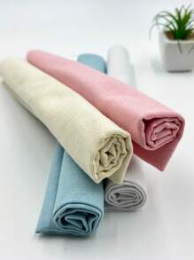 4 piezas de tela tipo lino para punto de cruz - Tela de tejido llano de alta calidad para manualidades DIY, 50x50cm (Blanco, Beige, Azul Claro, Rosa)