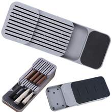 39*13CM Compact Cutlery Storage Utensil, Knife Drawer Organizer, Plastic Tray Utensil Rack Kitchen Storage, Kitchen Organisation(The Knife Is Not Include) - Grey - View 9