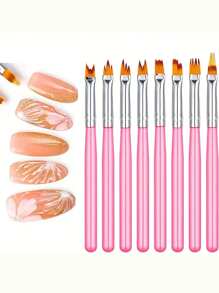8pcs Nail Art Petal Brush Pen Kit 3D Builder Nail Gel Brush Professional Acrylic Pen Drawing-Gradient Painting Professional Manicure DIY Tool Accessories - Multicolor - View 4