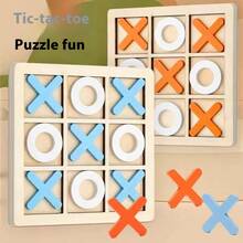1pc High Quality Wooden 9-Grid XO Tic Tac Toe Board Game, Trains Logic Thinking, Birthday/Christmas/Halloween Gift, Perfect Present