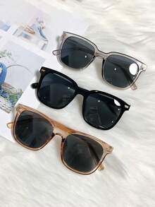 1pc Customized Text Framed Glasses, Unisex Design, Square Frame And Wide Lens, Suitable For Men And Women's Fashion Street Wear Accessories, Stylish, Minimalist, Modern Customized, Ideal For All Seasons, Camping, Travel, Personalized, Unique Ideal Gift For Him, Her, Boyfriend, Girlfriend, Mom, Dad, Family, Friends, Graduation, Anniversary, Valentine's Day, Mother's Day, Birthday, Father's Day, Graduation, Wedding - Multicolor - View 3