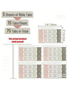 Cunese 75 Pcs Bible Tabs - Morandi Color Bible Index Tabs, Laminated Bible Study Supplies For Students, Back To School Essentials, Book Labels For Scripture (Women & Men) Stickers Sticker Scrapbook Supplies Funny Stickers Laptop Stickers Kindle Phone Stickers - Multicolor - View 14