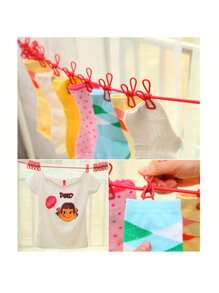Hot 1 Piece Super Convenient Retractable Portable Travel Clothesline, Garment Line With 12 Clothespins, Adjustable Flexible Portable Travel Clothesline - 12 Clips Retractable Exposed Clothesline, Portable Travel Clothesline - Windproof, Retractable & Elastic Laundry Clothesline For Indoor & Outdoor Clothesline, Outdoor Camping Accessories,