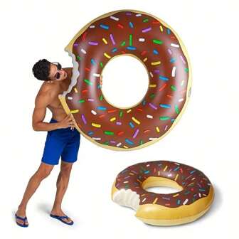 Donut Shaped Inflatable Swimming Ring, Summer Water Sports & Beach Vacation Accessory For Swimming, Boating And Pool Activities