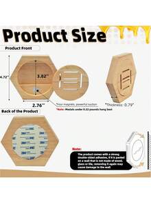 Fashionable Medal Stand Display Stand Wall Rack, Honeycomb Wooden Medal Stand Splicing Clothes Rack Display Stand Hexagonal Free Stand, Suitable For Basketball, Gymnastics, Football And Softball Stands, Easy To Install - Wood Color - View 6