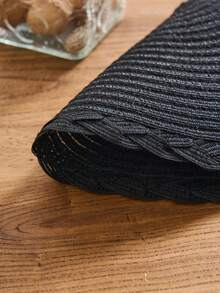 1/4/6/12pcs Bohemian Woven Round Placemats, Solid Color With Braided Edge, Non-Slip Tabletop Mats For Home Kitchen, Suitable For Holiday Party, Birthday, Wedding, Dinner (Multiple Color Options) - Black - View 5