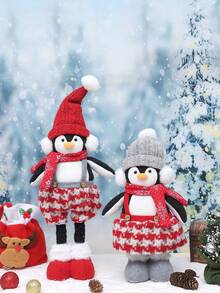 1 pieza Adorno de Pingüino para Regalo de Navidad, con patas retráctiles, lindos Decoraciones Navideñas, Decoraciones para Fiesta de Año Nuevo 2025, Decoraciones de Mesa Navideñas, Decoraciones de Árbol de Navidad, Regalos de Navidad para Parejas, Navidad