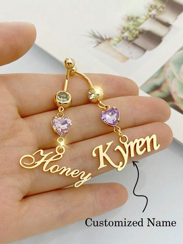 1pc Custom Birthstone Name Navel Ring, Gold Name Belly Button Ring, Delicate Belly Piercing Jewelry, Personalized Body Accessory, Summer Beach Vacation Jewelry Gift
