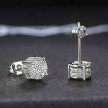 Boucles d'oreilles clou rondes de couleur or et argent pour femmes/hommes, design mode 4 griffes avec strass brillants. Boucles d'oreilles strass rondes délicates pour femmes/hommes, couple. Bijoux d'oreille mode polyvalents, cadeau pour la Saint-Valentin, anniversaire, fête