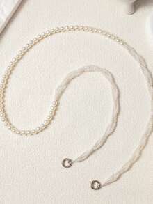 1件-新款可斜挎手机挂绳，珍珠手机链，颈带，金属扣，可背在背上的长款手机挂绳 - 白色 - 查看 7