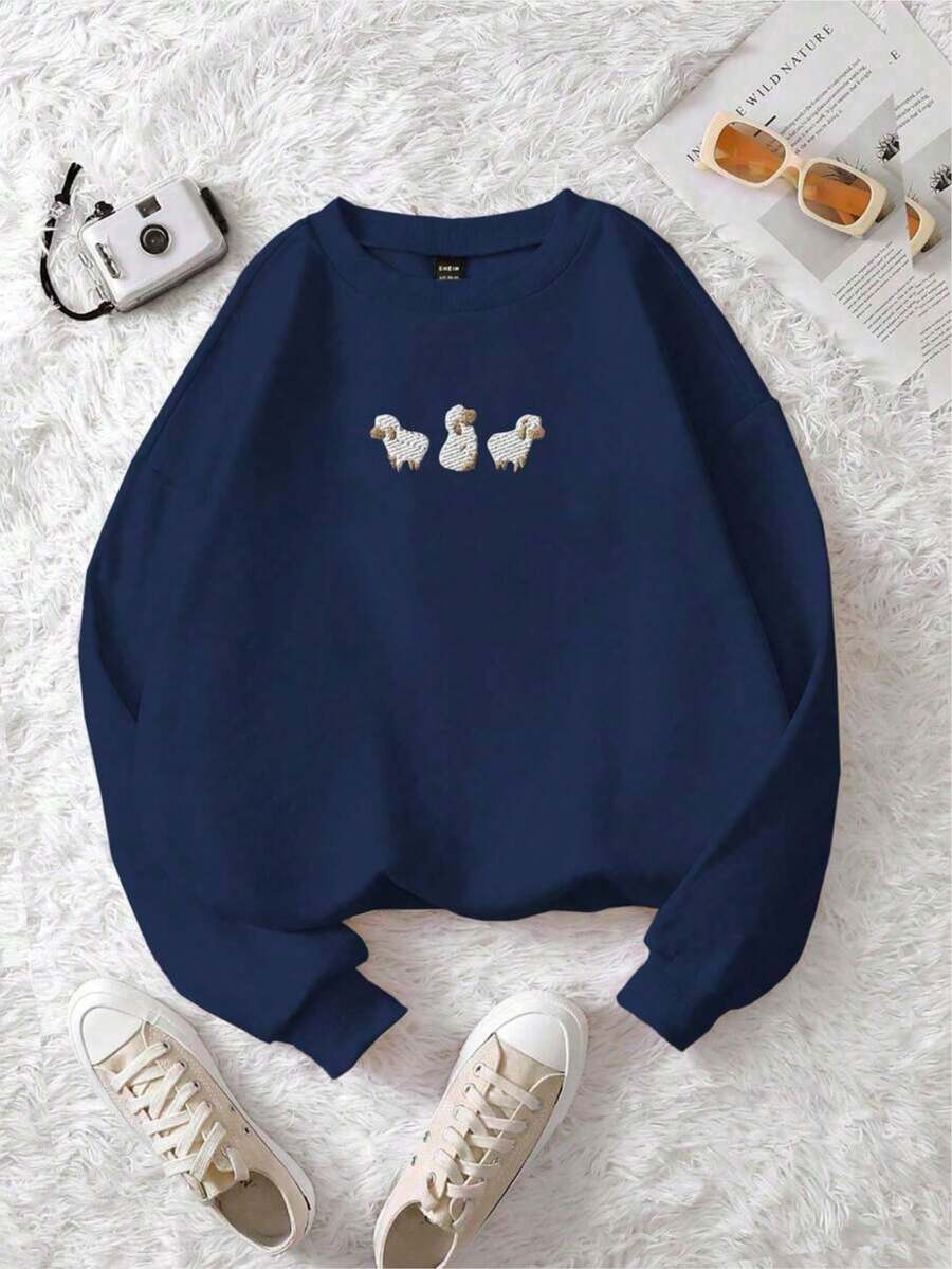 Moletom Bordado Oversized Salmo 23 | Ovelha Perdida - Azul - Visão 1