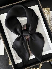 1pc 27.6" X 27.6" Women's Faux Silk Scarf, Solid Color Square Neckerchief, Bag Decor, Beach Wrap, Shawl For Sun Protection For Dress - A - View 4