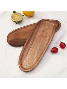 1 件不对称设计的独特木质托盘，适用于食物、小吃、饮料、寿司、甜点、蛋糕、面包、珠宝、早餐托盘、茶盘、便携式木制托盘、食物托盘、厨房用品、家居装饰 - 棕色 - 查看 6