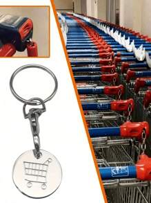 2 Stücke/3 Stücke praktischer und langanhaltend Einkaufswagen-Markierungsschlüsselring aus Edelstahl für Supermarktkörbe.