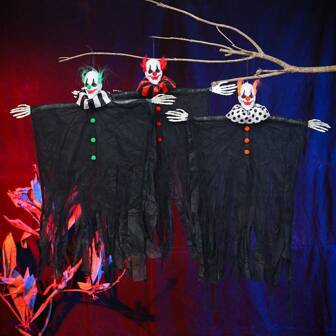 1 st Halloween-dekorationsrekvisita clown dödskalle gasväv spökeansikte hängande spöke, lätt att hänga och realistisk textur, lämplig för utsmyckning av spökhusscener, festdörrdekoration, skapande av Halloween-stämning, för företag, familjer och festplanerare som behöver juldekorationer