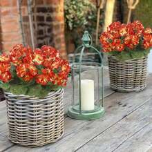 2 Pcs Artificial Geranium Flowers For Outdoors Silk Geraniums Flowers Outdoor Orange Geranium Bush Faux Flowers Geraniums For Outdoor Decor Indoor Garden Patio Grave Cemetary Table Centerpiece - Orange - View 8