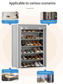 1pc Simple Shoe Rack Multi-Layer Steel Pipe Assembly Dustproof Household Space-Saving Student Dormitory Economical Shoe Cabinet - Multicolor - View 6