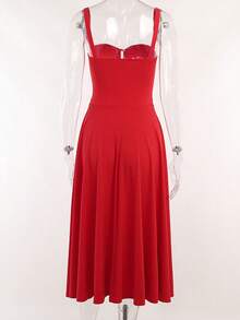 Mujeres Temperamento Moda Senior Sentido Francés Tirantes Suave Viento Vestidos Largo Dividido, Mujeres Temperamento Elegante Sexy Tirantes Vestido Elástico, conjuntos elegantes de mujer falda,Suave y Cómodo Tejido Agradable a la Piel, Adecuado para Banquetes, Asistir a Eventos, Hospedaje, Playas, Viajar Sesiones de Fotos, Fotografía de Calle, Trabajo y Uso Casual Diario. - Rojo - Ver 11