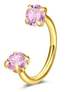 Anillo para la nariz en forma de herradura, anillo de septo con corazón, estrella, y cristales de color rosa, con rosca interna, anillo de cartílago para tragus, aretes para hélice, joyería para piercing de labio, de acero inoxidable, calibre 18/20, 8mm