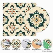 1 Rolle Vintage Stil Selbstklebende Tapete - Polygonales Blumen Muster, Abziehen und Aufkleben, Abnehmbar, Wasserfestes Kontaktpapier, Geeignet für Wohnzimmer, Schlafzimmer, Esszimmer, Flur, Heimdekoration, Schrank, Bücherregal, Möbel, Wandkunst, Sommerdekoration, Feiertagsdekoration Geschenk