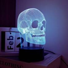 1 Stück 3D Schädel-förmige LED Tischlampe, USB betrieben - Moderne Schreibtisch Dekoration, geeignet für Schlafzimmer, Büro, Halloween Geschenk, Stimmungsbeleuchtung, Büroschreibtischlampe, Dekorationsbeleuchtung, Heim-Atmosphäre, Kreatives Design, Wohndekoration