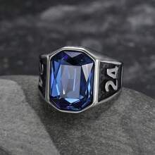 MONALLY 1 buc Funky Business Style Baschet Star Cubic Zirconia Numărul 24 Inel Bijuterii din oțel inoxidabil Bărbați Cadou Surpriză Zi de Naștere, Ziua Tatălui, Iubit sau Prietenie