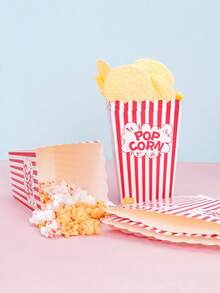 10pcs/20pcs/50pcs Movie Night Popcorn Paper Boxes, Retro Party Design Red & White Striped Vintage Carnival Pattern Mini Popcorn Boxes, Paper Popcorn Containers Suitable For Christmas Party - Red and White - View 8