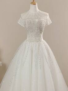 Vintage Spitze Hohlmuster Abendkleid, Palast-Stil Hochzeitskleid