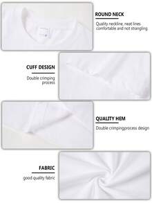 Women's Solid Color Short Sleeves, 220g Weight, 100% Cotton, Comfortable To Wear, Very Suitable For Running, Leisure Or Outdoor Entertainment, Fitness,Comfort Fit Short Sleeve Classic Cotton T-Shirt Women's Casual Short Sleeve Top - trắng - Xem 4